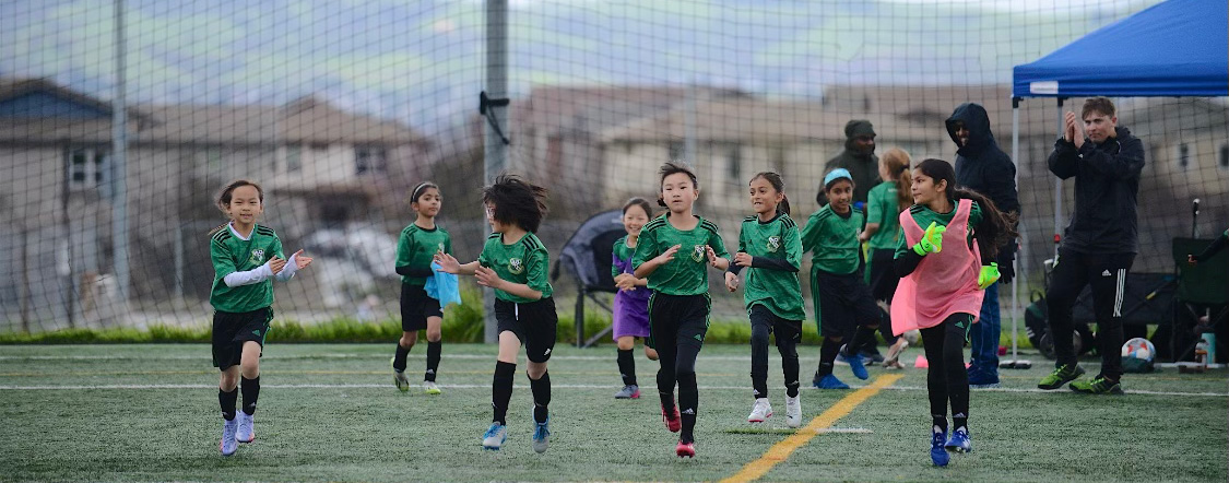 An image of young soccer players on a field